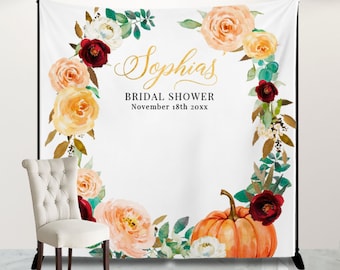 Fall in Love Backdrop,Fall in Love Bridal Shower backdrop personalized, Fall Wedding Backdrop, Fall Party Photo Backdrop {Amber Collection}