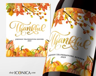 Thanksgiving Etiketten,Personalisierte Herbst Party Etiketten,Flaschen Etiketten,Flaschenverpackungen,Thanksgiving Fest Bier oder Wein Etiketten,Erwachsene Party Gastliebe