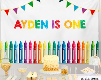 CRAYONS Birthday Party Backdrop, Little Artist Party Banner, Any Age, Art Party Backdrop, Colors Party, Printed Or Printable File, BBD0094