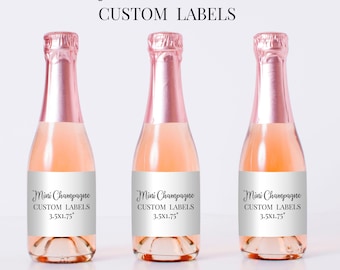 Mini Champagne Labels Personalized Set of 10 - Bridesmaids Proposal Any text Bridal Shower Labels Champagne labels Wedding Champagne Label