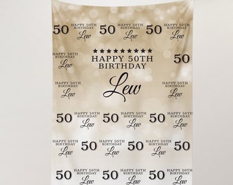 Birthday Photo Booth Backdrop Custom Step And Repeat Backdrop Red Carpet Banner 50th Birthday Printed - Printable File Free Shipping BBD0032