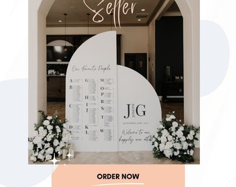 Arch Seating Chart Large Wedding Seating Chart Arched Panel with easel Entrance Sign Foam Board Custom text, color, Light Weight Indoor use