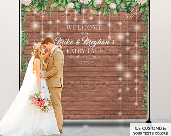 Rustic Wedding Backdrop, Floral Backdrop, Step And Repeat Backdrop Engagement Party, Wedding Decor, Printed Or Digital File BWD0015