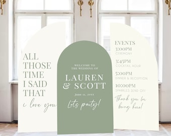 Arch Wedding Sign Decor Custom Large Wedding Signs Arched Panel with easel Entrance Sign Foam Board Custom text, color, Light Weight