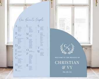 Wedding Seating Chart Large Arch Wedding Seating Chart Arched Panel with easel Entrance Sign Foam Board Custom text, color, Light Weight