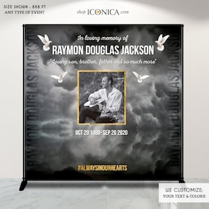 Memorial Backdrop | Funeral Backdrop | Celebration of Life Themed Backdrop | In memory of funeral Printed Backdrop | Custom Photo Backdrop