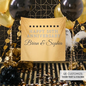 50th Anniversary Party Decor, Gold and Black Backdrop,50th Anniversary Banner,We still DO,Golden anniversary,Printed or Digital File BBD0088