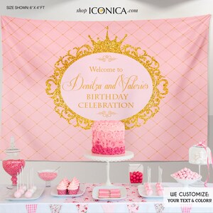 Pink And Gold Backdrop Princess Party Backdrop Royal Party Backdrop Any Type Of Event Any Color Printed Or Printable File Bbd0016 image 1