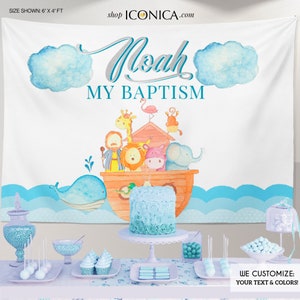 Noah's Ark Party Backdrop,Noah's Ark Baby Shower Backdrop,Noah's Ark Baptism Backdrop,Noah's Ark party supplies image 1