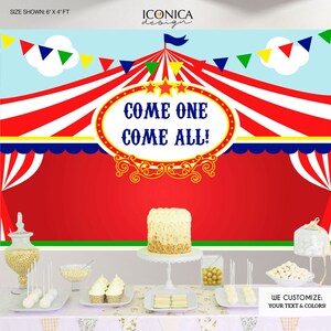 Circus Party Backdrop,First Birthday Carnival Party Backdrop,Carousel Backdrop,Any Age,Printed Or Printable File Bbd0021