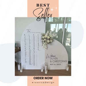 Arch wedding seating chart Large sign, Arched Panel with easel Entrance Sign Foam Board Custom text, color, Light Weight Indoor use