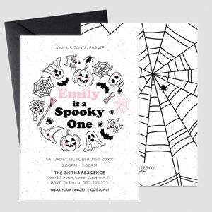 Halloween 1st Birthday Invitation Girl or Boy, Halloween 1st Birthday Card, Little Pumpkin Invite for Birthday or Baby Shower, Boo-Day Card