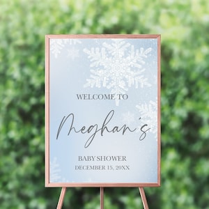 Winter Wonderland Baby Shower Welcome Sign Personalized Printed, any type of event, Blue Winter Wonderland Welcome Sign Snoflakes Sign