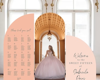 Customizable Quinceañera Seating Chart Sign, Elegant Quince Entrance Decor
