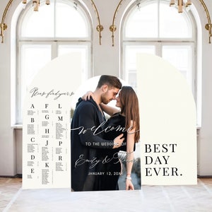 Arch Seating Chart Large Wedding Seating Chart Arched Panel with easel Entrance Sign Foam Board Custom text, color, Light Weight Indoor use