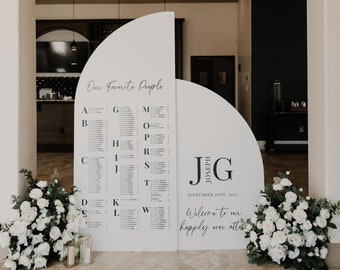 seating chart design Arch Seating Chart Large Wedding Seating Chart Arched Panel with easel Entrance Sign Foam Board Custom text, color, Light Weight Indoor use