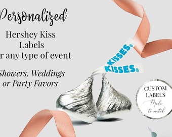 Personalized Hershey Kisses Labels, Party Favors (108 per sheet)