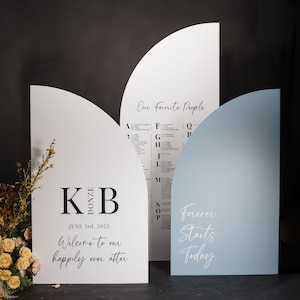 Arch Seating Chart Large Wedding Seating Chart Arched Panel with easel Entrance Sign Foam Board Custom text, color, Light Weight Indoor use