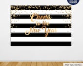 New Year Eve Backdrop, Virtual Toast Decorations, Black And White Party Backdrop, Black And White Stripes backdrop, Elegant Party Backdrop. Il_170x135