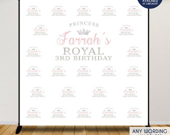 Princess Birthday Backdrop, Pink and Silver, Royal Party (Printed or Printable)