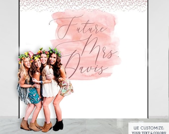 Rose Gold Bridal Shower Backdrop, Bachelorette Party Decor (Printed or Printable File)