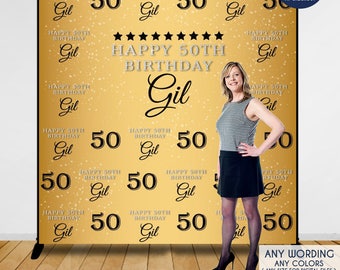 Birthday Backdrop, 50th Birthday Custom Step And Repeat Backdrops, Personalized birthday, Digital Backdrop, Printed Or Printable BBD0088