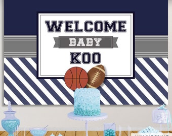 Sports Baby Shower Backdrop, First Birthday, All Star Party (Printed or Digital File)