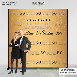 50th Anniversary Party Decor, Gold and Black Backdrop,50th Anniversary Banner,We still DO,Golden anniversary,Printed or Digital File BBD0088