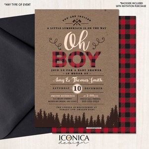 free buffalo plaid baby shower invitations