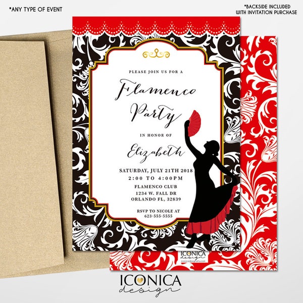 Invitaciones de Flamenco - Cumpleaños o cualquier tipo de evento