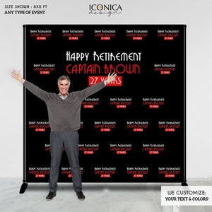 Retirement party photo booth, Happy Virtual Retirement, Step And Repeat Backdrop, Retirement Banner, Red Carpet, Printed Or Digital BRT0001 image 1