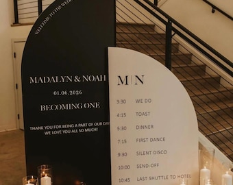 Modern Arch Wedding Welcome Sign, Order of Events, Reception Decor