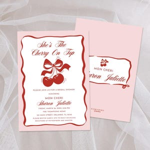 Invitaciones de Despedida de Soltera - Tarjetas de tema Cereza de Despedida de Soltera