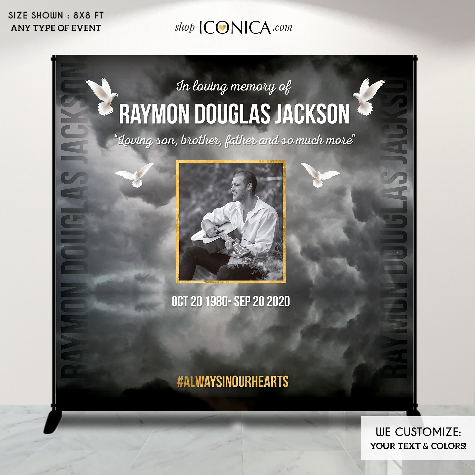 Memorial Backdrop Funeral Backdrop Celebration of Life Etsy
