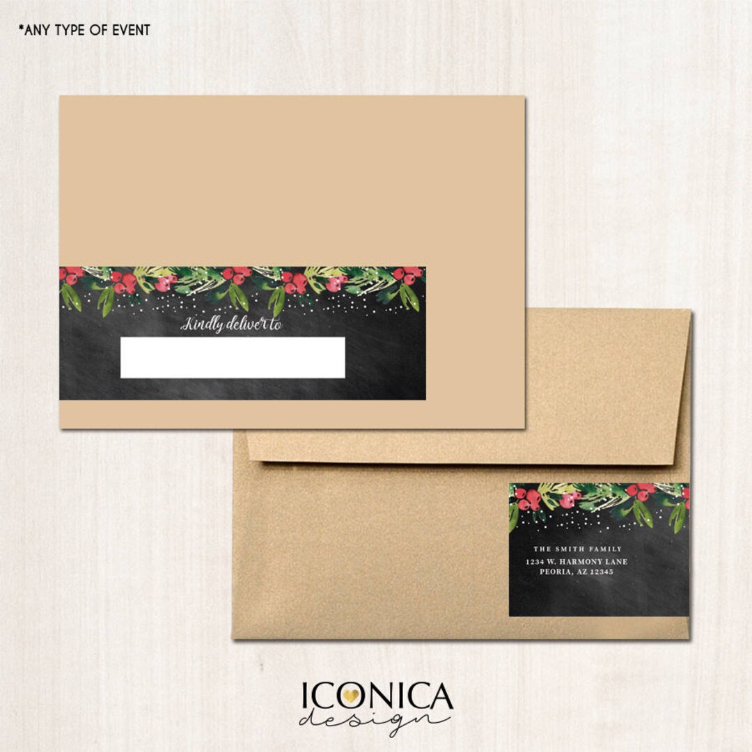 Envelope Wrappers 8x2 Printed, Holiday Chalkboard Collection, Holiday