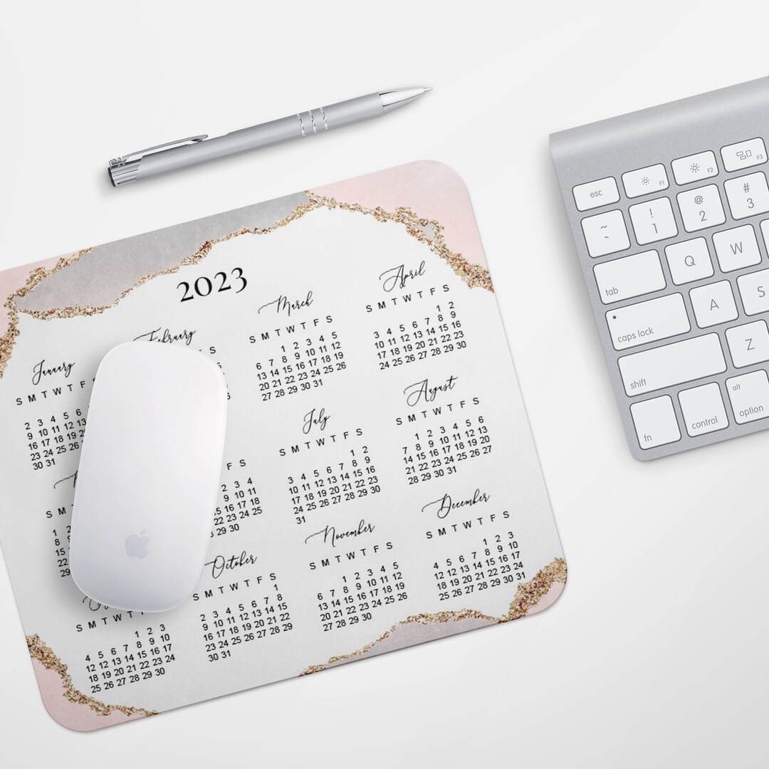 MOUSE PAD CALENDAR 2023 Desk Calendar Home Office Geode Mouse Etsy