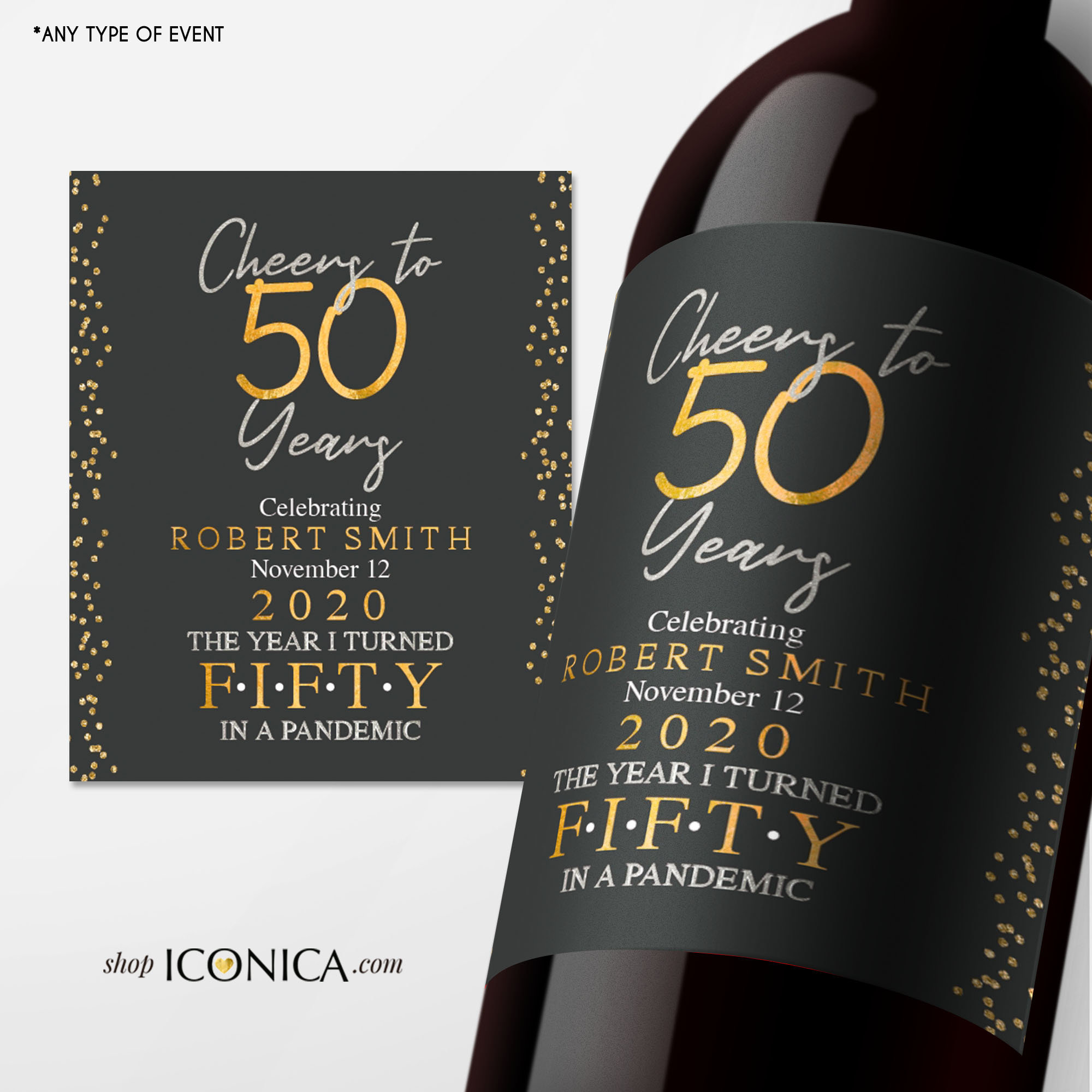 60th Birthday Wine Label Personalized Any Age Milestone Etsy