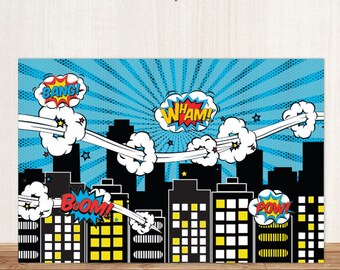 Comic Superhero Backdrop Banner - 2 Piece Set, 9ft X 6ft Assembled, Plastic Party Decor For Birthday Photo Booth - View #7