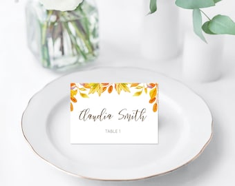 Fall Party Place Cards, Thanksgiving Dinner Tent Cards, Friendsgiving Party place cards