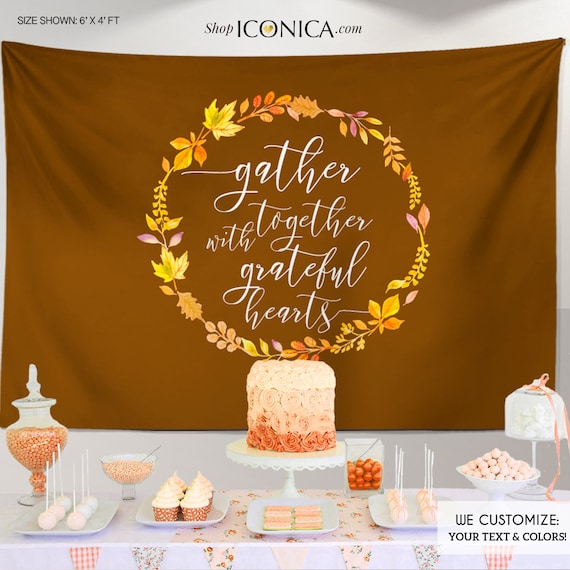 Fall Party Decorations,Thanksgiving Backdrop,Personalized Thanksgiving Dinner Decor,Thanksgiving Feast Banner,Thanksgiving Decor BHO0040