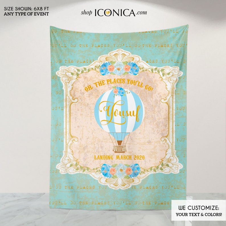 Hot Air Balloon Baby Shower Backdrop Oh Baby Vintage Hot Air Etsy