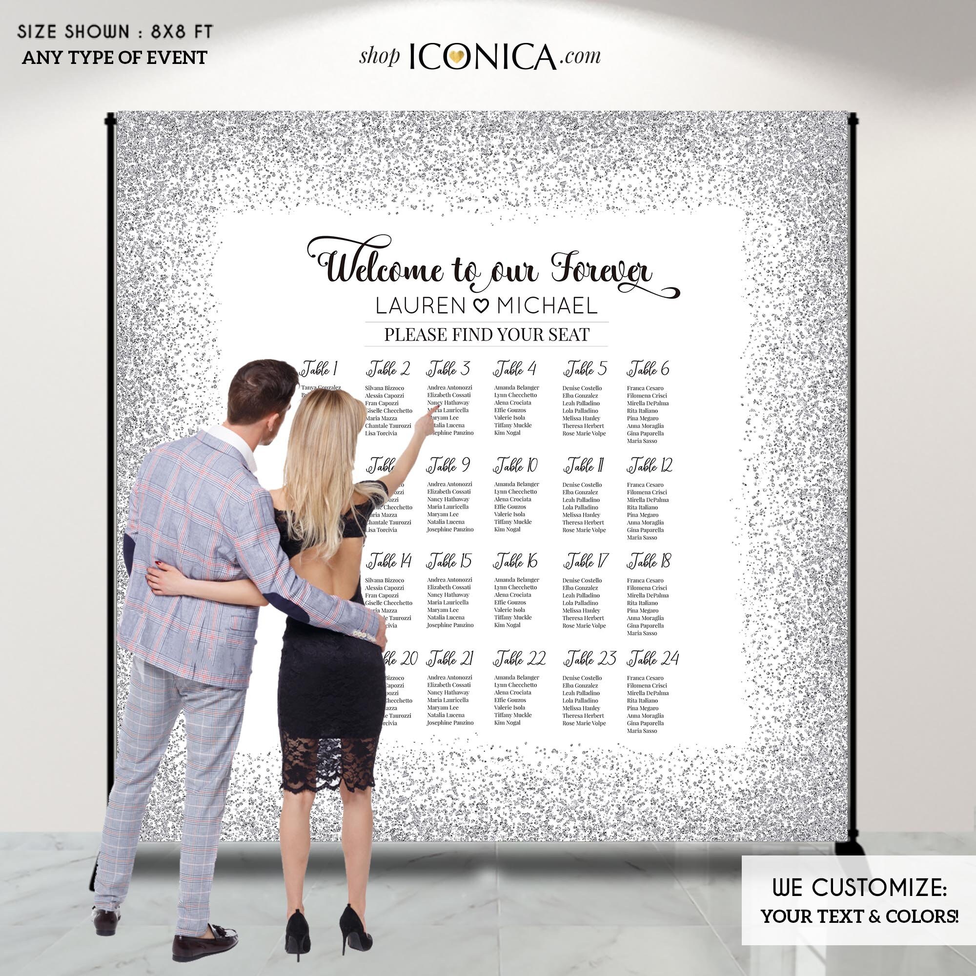 Fondo para plano de asientos de boda, gráfico de invitados con destellos  negros y dorados, personalizado, paso y repetición personalizados, plano de  asientos impreso - Etsy México, image size:2000x2000