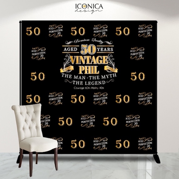 50th Birthday Backdrop, Aged to Perfection Custom Step And Repeat Backdrops, Personalized birthday, Printed Or Printable File BBD0153 Il_570xn