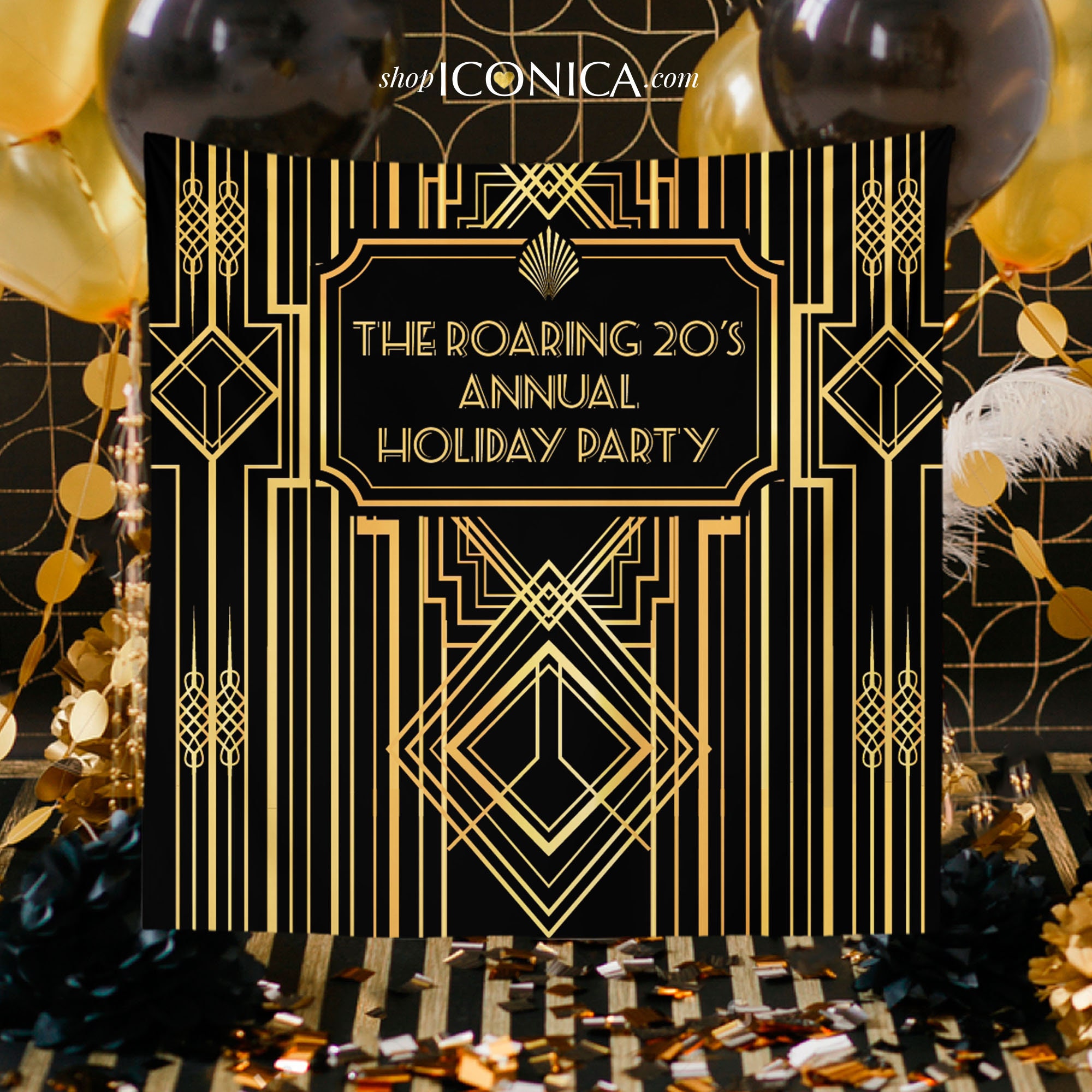 Roaring 20s Party Decorations,Photography Backdrop, Black Gold Balloon  Garland Kit, Retro Jazz Party Roaring Twenties Party Signs for 1920s Party