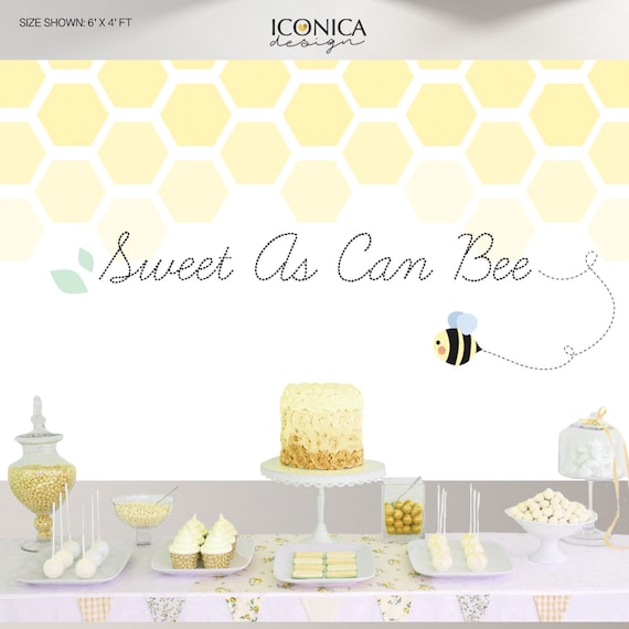 Bumble BEE Baby Shower Backdrop - Mom to Bee Decor, Sweet as can BEE Banner, gender reveal decor, oh baby, Printed or Printable File Il_570xn