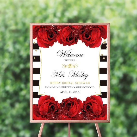 Bridal Shower Welcome Sign Kentucky Derby Decorations Black - Etsy