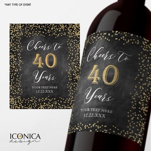 60th Birthday Wine Label Personalized Any Age Milestone Birthday Beverage Labels Beer or Champagne labels Wedding Champagne Label Retirement image 2