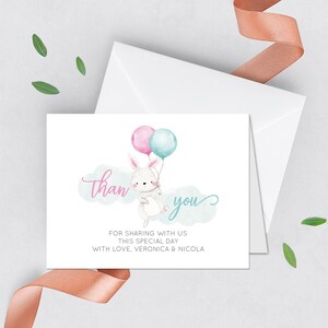 Bunny Gender Reveal Tarjetas de agradecimiento, Revelación de género, Niño o niña, Bunny Boy o Chica, Favor, Tarjetas de agradecimiento A2 Tarjetas gruesas papel mate 120 #