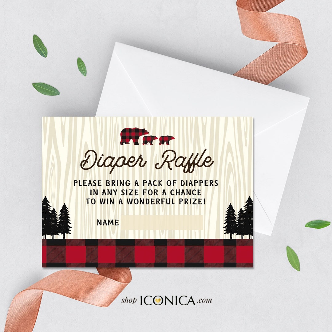 Lumberjack Diaper Raffle Insert Card 3.5x5" Printed Cards, RSVP Card ...
