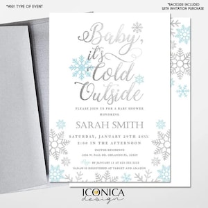 Winter Wonderland baby Shower Invitation, Wonderland christmas cards Holiday card, Printed or Printable File Free Shipping IBS0025